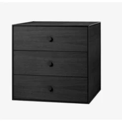 Pamono 49 Black Ash Frame Box with 3 Drawers by Lassen> Trunks, Crates & Baskets