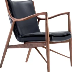 New Pamono 45 Chair in Wood and Black Leather by Finn Juhl