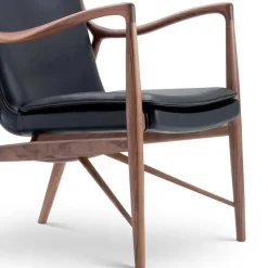 New Pamono 45 Chair in Wood and Black Leather by Finn Juhl