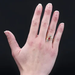 Pamono 18 Karat Art Nouveau Ruby Diamonds Yellow Gold Ring, 1890s> Rings