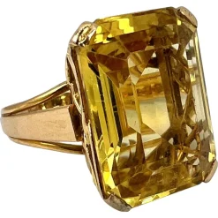 Pamono 18 Karat Cocktail Ring with Citrine, 1940s