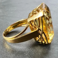 Pamono 18 Karat Cocktail Ring with Citrine, 1940s