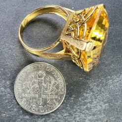 Pamono 18 Karat Cocktail Ring with Citrine, 1940s