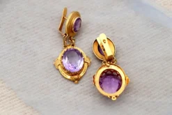 Hot Pamono 18 Karat Gold Earrings with Reliefs, Set of 2