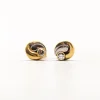 Sale Pamono 18 Karat Gold Earrings with White Stones, Set of 2