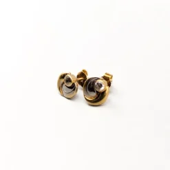 Sale Pamono 18 Karat Gold Earrings with White Stones, Set of 2