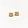 Clearance Pamono 18 Karat Gold Earrings with White Stones, Set of 2