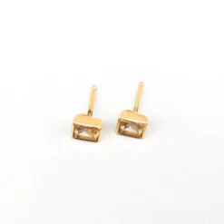 Clearance Pamono 18 Karat Gold Earrings with White Stones, Set of 2
