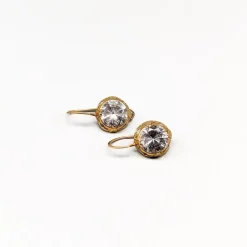 Pamono 18 Karat Gold Earrings with White Stones, Set of 2> Earrings