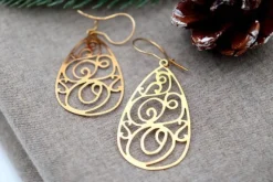 Sale Pamono 18 Karat Gold Earrings with Cutouts, Set of 2