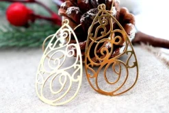 Sale Pamono 18 Karat Gold Earrings with Cutouts, Set of 2