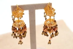 New Pamono 18 Karat Gold Filigree Earrings, Set of 2