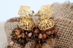 New Pamono 18 Karat Gold Filigree Earrings, Set of 2