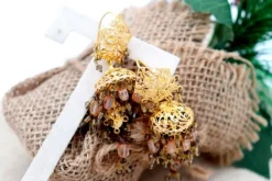 New Pamono 18 Karat Gold Filigree Earrings, Set of 2