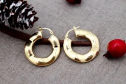 Outlet Pamono 18 Karat Gold Hoop Earrings with Wavy Reliefs, Set of 2