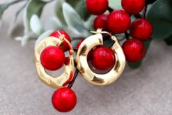 Outlet Pamono 18 Karat Gold Hoop Earrings with Wavy Reliefs, Set of 2