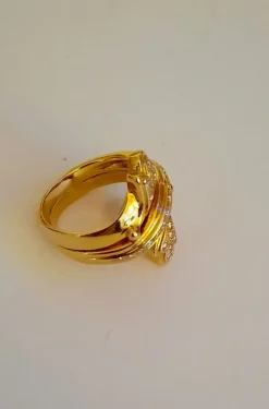 Clearance Pamono 18 Karat Gold Snake Ring with Diamonds, 2000s