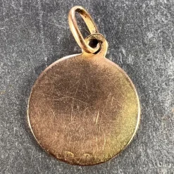 Pamono 9 Karat Rose Gold and Enamel Ivy Leaf Love Charm Pendant, 1930s><noscript><img width=