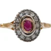 New Pamono 18 Karat Rose Gold and Silver Ring with Ruby and Diamonds