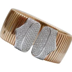 Online Pamono 18 Karat Rose Gold and White Gold Tubogas Bracelet with Diamonds