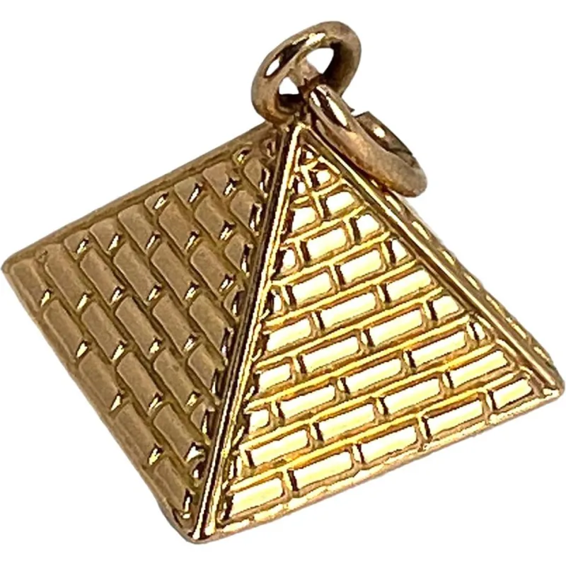 New Pamono 18 Karat Rose Gold Egyptian Pyramid Charm Pendant, 1950s