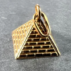 New Pamono 18 Karat Rose Gold Egyptian Pyramid Charm Pendant, 1950s