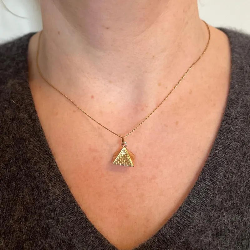 New Pamono 18 Karat Rose Gold Egyptian Pyramid Charm Pendant, 1950s