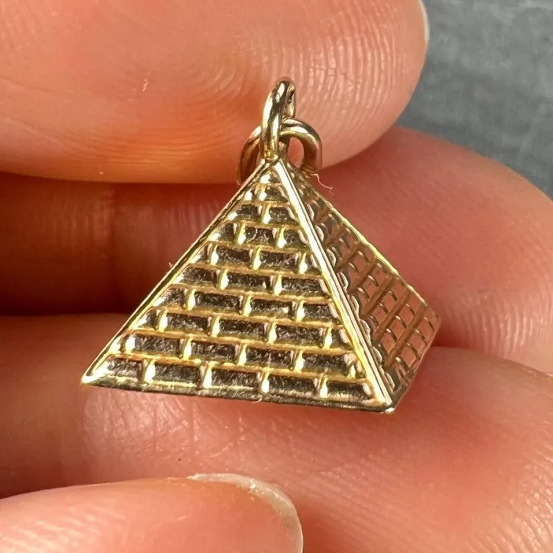 New Pamono 18 Karat Rose Gold Egyptian Pyramid Charm Pendant, 1950s