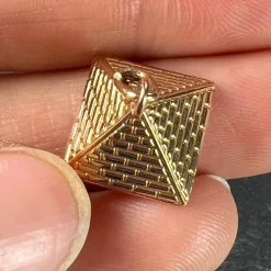 New Pamono 18 Karat Rose Gold Egyptian Pyramid Charm Pendant, 1950s