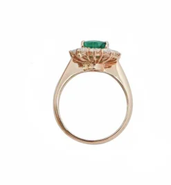 Pamono 18 Karat Rose Gold Ring with Emerald and Diamonds><noscript><img width=