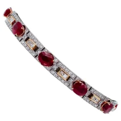 Hot Pamono 18 Karat White and Yellow Gold Bracelet with Rubies and Diamonds