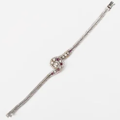Pamono 18 Karat White Gold Bracelet with Ruby and Diamonds, 1950s><noscript><img width=