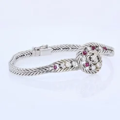 Pamono 18 Karat White Gold Bracelet with Ruby and Diamonds, 1950s><noscript><img width=