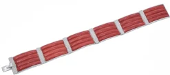 Pamono 18 Karat White Gold Bracelet with Coral and Diamonds> Bracelets