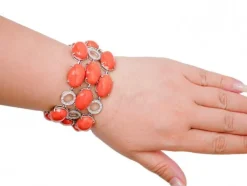 Pamono 18 Karat White Gold Bracelet with Coral and Diamonds> Bracelets