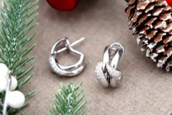 Outlet Pamono 18 Karat White Gold Earrings with Brilliant-Cut Diamonds, Set of 2