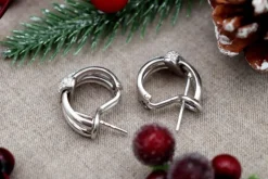 Outlet Pamono 18 Karat White Gold Earrings with Brilliant-Cut Diamonds, Set of 2