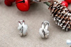 Outlet Pamono 18 Karat White Gold Earrings with Brilliant-Cut Diamonds, Set of 2