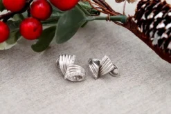 Pamono 18 Karat White Gold Earrings with Reliefs and Diamonds, Set of 2> Earrings