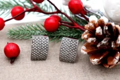 Pamono 18 Karat White Gold Earrings with Diamonds and Omega Clasps, Set of 2> Earrings