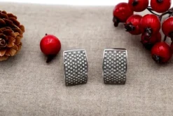 Pamono 18 Karat White Gold Earrings with Diamonds and Omega Clasps, Set of 2><noscript><img width=