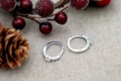 Pamono 18 Karat White Gold Earrings with Calibrated Zirconias, Set of 2><noscript><img width=