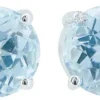 Hot Pamono 18 Karat White Gold Earrings with Aquamarine Topazs, Set of 2