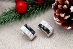 Pamono 18 Karat White Gold Earrings with Diamonds, Set of 2><noscript><img width=