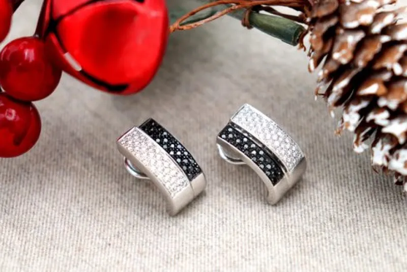 Pamono 18 Karat White Gold Earrings with Diamonds, Set of 2> Earrings