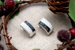 Pamono 18 Karat White Gold Earrings with Diamonds, Set of 2><noscript><img width=
