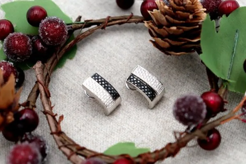 Pamono 18 Karat White Gold Earrings with Diamonds, Set of 2> Earrings