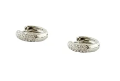 Pamono 18 Karat White Gold Hoop Earrings with Diamonds, Set of 2><noscript><img width=