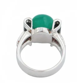 Pamono 18 Karat White Gold Ring with Green Agate, Onyx, Rubies and Diamonds><noscript><img width=