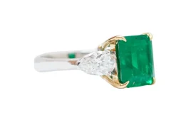 Online Pamono 18 Karat White Gold Ring with Emerald and Diamonds